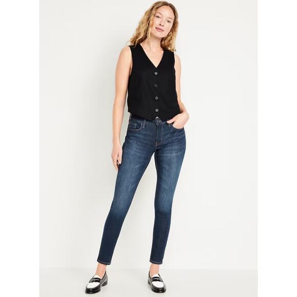 Old Navy Mid-rise Rockstar Super Skinny Dark Wash Jeans Size 14 - Picture 1 of 7